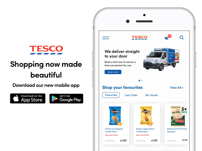 Tesco Shopping App Interaction design food food app groceries interaction mobile redesign shopping tesco ui video