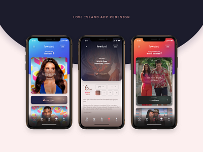 Love Island App Redesign app design loveisland redesign ui