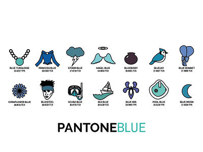 Pantone Blue Icons blue color colour design flat icon illustration pantone