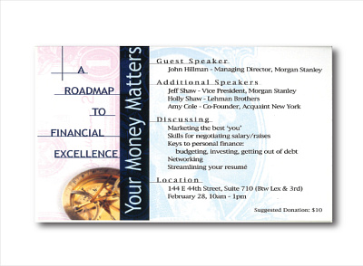 Your Money Matters design fonts invite layout design printed material typography