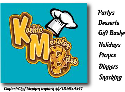 Kookie Monster Bites Postcard advertising branding design fonts layout menu card postcard price list printed material typography