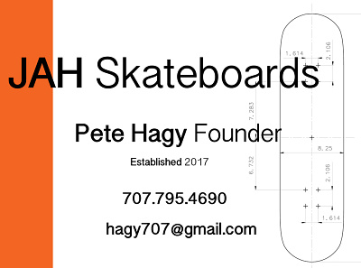 JAH Skateboards Winters, CA advertising branding business card design fonts layout design logo printed material typography