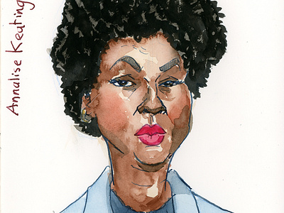 Annalise Keating sketch illustration pen and ink watercolor watercolour