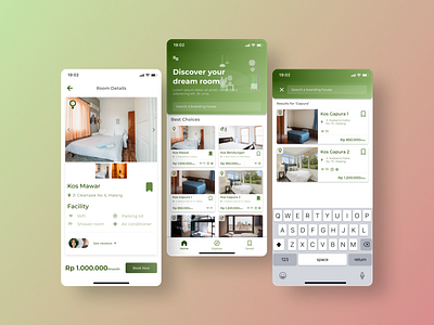 Boarding House App app design mobile ui