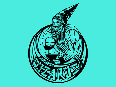 Wiz badge go illustration insignia logo magic sports type vector wizard