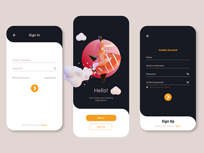 Login/Sign Up Mobile UI design illustration illustrator typography ui ux