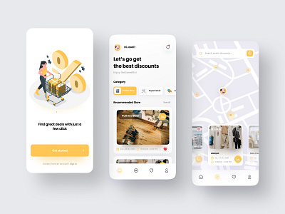 Stores Discount Finder App app clothes design event events minimal mobile mobile design online shop online store shop shopping app shopping bag shopping cart store store app ui ux