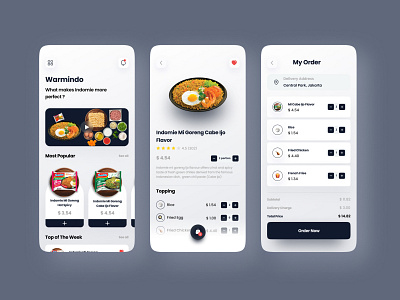 Warmindo Food App Concept app art clean delivery app delivery food design food food and drink food app food illustration ios minimal minimalist mobile shop ui uiux ux