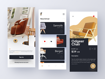 Fafifu - Furniture App Design 3d app architecture clean design ecommerce furniture furniture app furniture store illustration logo minimal minimalist mobile product design shop store typography ui ux