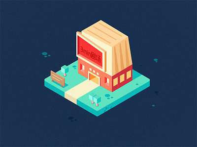 Isometric icon-4 building cinema video