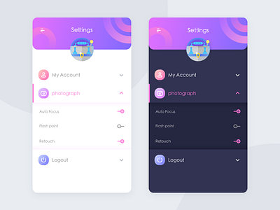 Settings interface by LUNA XIE on Dribbble