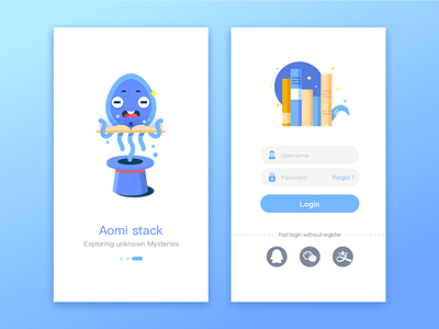 login interface app book illustration octopus stack