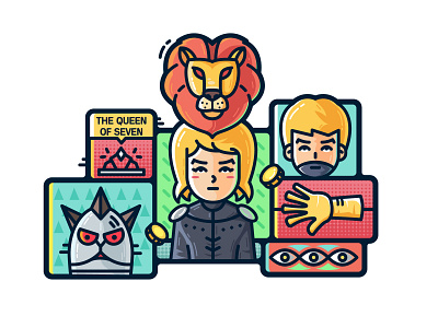 Game of Thrones-Cersei bother colorful crown eyes hbo illustration lion queen