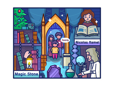 Harry Potter Sorcerer's Stone-#6 family harry potter illustration light line store story tree