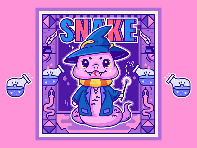 snake animal illustration line magic snake
