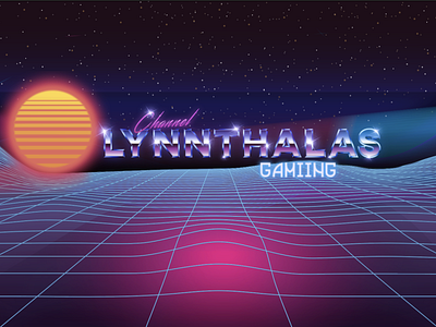 Twitch Streaming Banner 80s style banner branding chrome chrometype gaming illustration neon neon pink neon sign synthwave twitch twitch logo youtube banner