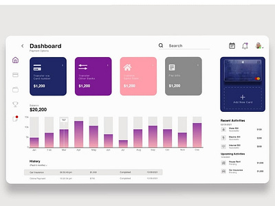 Utility payment Dashboard screen