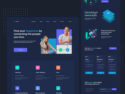 Vidcall Landing Page business chat conference contact contact page dialer landing page design landingpage meeting plugin price productivity user experience video webdinar website design