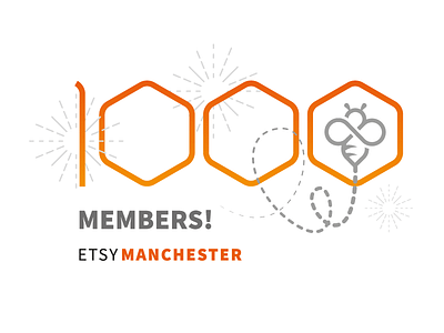 Etsy Manchester 1000 Members celebration etsy fireworks illustration illustrator manchester membership milestone typography