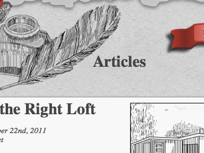 Article page of Double T Lofts article feather illustration illustrator ink pigeon quill