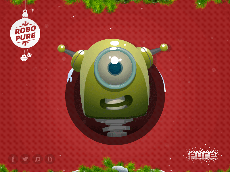 Robopure animation character christmas game happy illustration micro new site year
