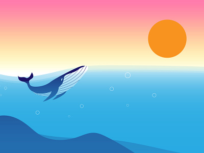 Lonely Whale illustration illustrator sea whale