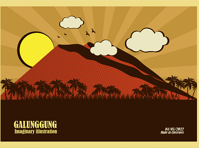 Mount Galunggung, West Java - Indonesia graphic design illustration illustrator mountain retro vector vintage