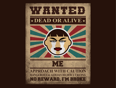 Wanted funny graphic design illustration illustrator jokes poster retro vector