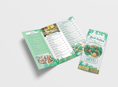Healthy Food Menu Tri-Fold Brochure Design Template 2020 branding design free freemockup illustration illustrator minimal new newmockup psd mockup typography