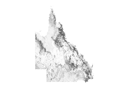 Queensland, Australia - Black and white map