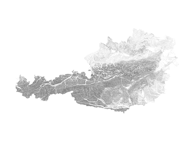 Austria - Black and white map alpes alps black and white illustration landscape map minimal mountain nature poster relief topographi topography austria