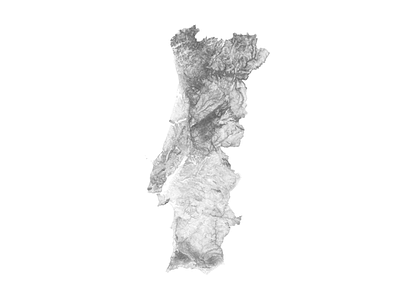 Portugal black and white illustration landscape map minimal mountain nature poster relief topographic topography portugal