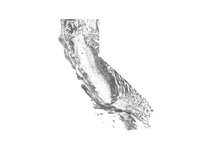 California - Black and white map black and white illustration landscape map minimal mountain nature pacific poster relief topographic topography united states usa california