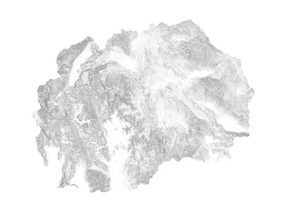Macedonia - Black and white map black and white illustration landscape macedonia map minimal mountain nature relief skopje topographic topography