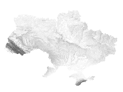 Ukraine - Black and white map black and white europe illustration kiev landscape map minimal mountain nature relief topographic topography ukraine