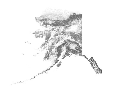 Alaska - Black and white map alaska illustration landscape map minimal mountain nature poster relief topographic topography united states united states of america usa