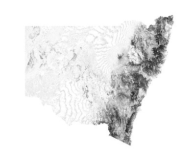 New South Wales, Australia - Black and white map australia illustration landscape map minimal mountain nature new south wales nsw poster relief sydney topographic topography white