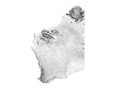 Western Australia - Black and white map australia illustration landscape map minimal mountain nature perth poster relief topographic topography wa western australia white