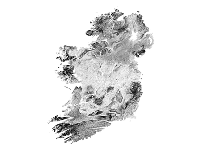 Ireland and Northern Ireland - Black and white map dublin illustration ireland landscape map minimal mountain nature poster relief topographic topography white