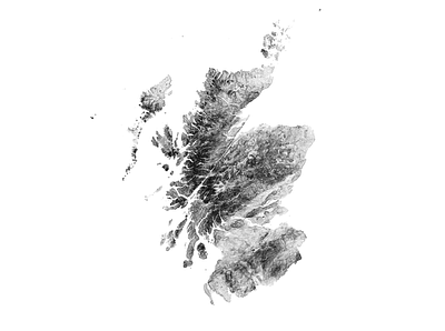 Scotland - Black and white map edinburgh glasgow illustration landscape map minimal mountain nature poster relief scotland topographic topography white