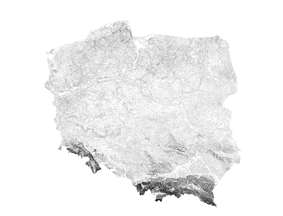 Poland - Black and white map illustration landscape map minimal mountain nature poland poster relief topographic topography varsovia white