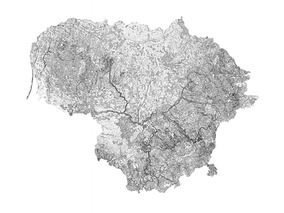 Lituania - Black and white map