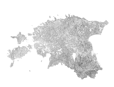 Estonia - Black and white map estonia illustration landscape map minimal mountain nature poster relief topographic topography white