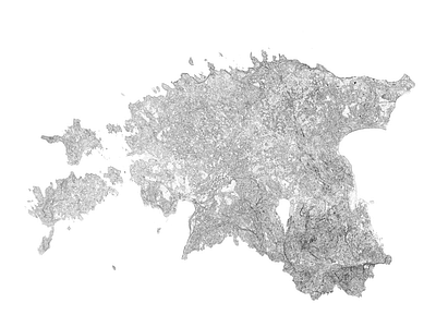 Estonia - Black and white map