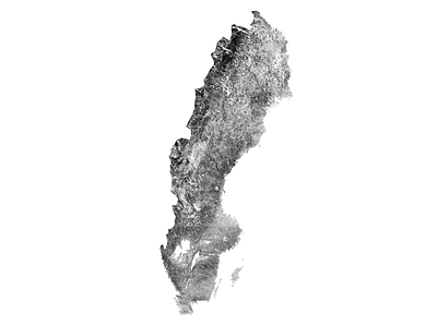 Sweden - Black and white map illustration landscape map minimal mountain nature poster relief scandinavia stockholm sweden topographic topography white