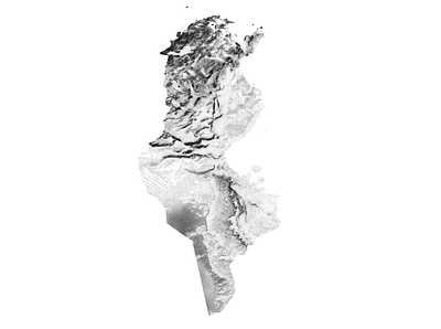 Tunisia - Black and white map illustration landscape map minimal mountain nature poster relief topographic topography tunis tunisia white