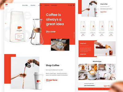 Kiss The Hippo - Redesign Website branding coffee design flat identity interface shopping sketch ui ux web web design website website concept