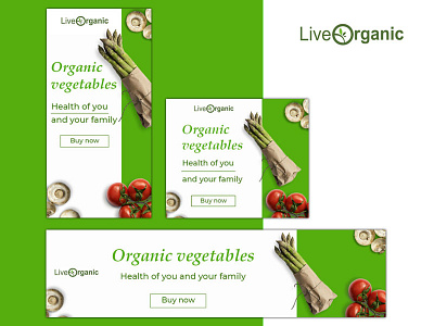 Set of banners for a company that sells organic vegetables