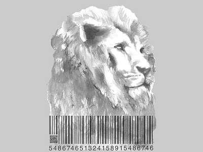 Lion Code bar code design illustraion illustration painting qr code watercolor watercolor painting