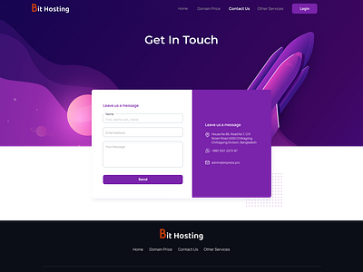Bit Hosting Contact Us Page Design bit apps bit code bitapps contact contact form contact page contact us domain hosting illustration ui